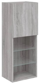 szürke sonoma színű TV-szekrény LED-lámpákkal 40,5x30x102 cm
