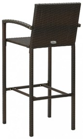 7 részes barna polyrattan kültéri bárszett kartámasszal