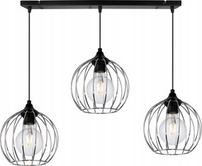 Mennyezeti Lámpa Függeszték Csillár Hármas Díszléc Fekete Ezüst Króm Gömbök