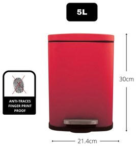 Piros acél pedálos szemetes 5 l Akira – Spirella