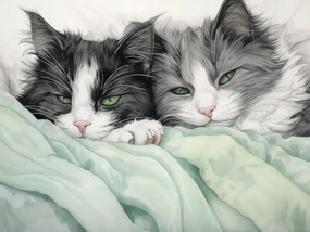 Poszter 100x75cm Két nyugodt cica