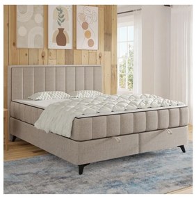 Kárpitozott ágy matracokkal és topperrel, tárolóhellyel ALICIA 140x200 cm bézs