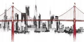 Flizelin fotótapéta Vörös híd Vázlat New York cs-b 416x254 +ragasztó