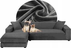 Teljes Sarok Huzat Kanapé Szürke Velúr Rugalmas 2+3 Fő