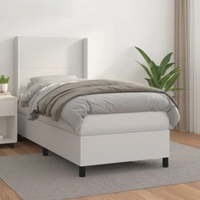 Fehér műbőr rugós ágy matraccal 90 x 200 cm