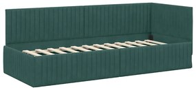 Sarokágy keret fejtámlával Sötétzöld 80 x 200 cm Bársony