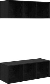 vidaXL TV szekrény garnitúra 2 pcs Fekete tölgy 37 x 37 x 107 cm