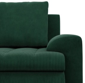 Tokio sarokkanapé, L alakú háttámlával, 2 ágyneműtartóval, kordbársony, baloldali, zöld