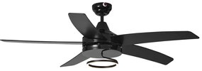 Mennyezeti ventilátor fekete 132 cm LED-del és távirányítóval - Cool Anello