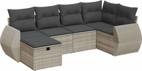 vidaXL 6 részes világosszürke polyrattan kerti ülőgarnitúra párnákkal