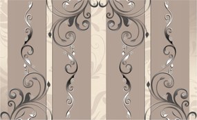 Flizelin fotótapéta Bézs virágok ezüst kristályok 368x254 +ragasztó