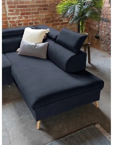 Sötétkék bársony kinyitható sarokkanapé (jobb oldali-"U" alakú) Sweet Harmony – Miuform