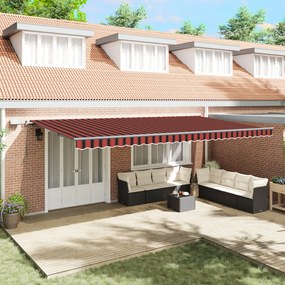 Manuális Behúzható Napellenző LED világítással narancs és barna 600x300 cm
