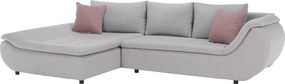 Ülőgarnitúra, világosszürke/púderrózsaszín, szövet, balos, BRATO