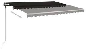 antracitszürke kézzel kihúzható póznás napellenző 400 x 300 cm