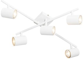 Modern mennyezeti lámpa fehér 5-lámpás állítható négyzet alakú - Jeana