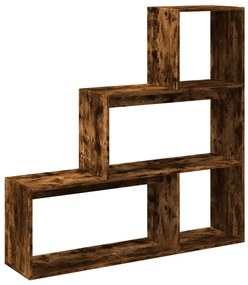 3 szintes füstös tölgy fa elválasztó könyvespolc 123x29x123 cm
