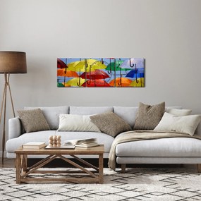 Színes esernyők képe (órával) (90x30 cm)