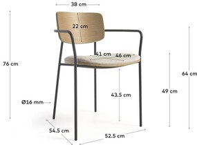 Fekete-natúr színű étkezőszék Maureen – Kave Home