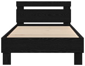 Ágykeret LED világítással Fekete Tölgy 75x190 cm Mérnöki Fa