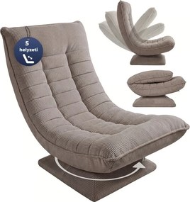ABERDEEN CORD napozó fotel, bordázott huzat, 87×60×105 cm, szürkésbarna (taupe) Casaria