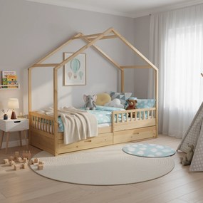 Montessori ágy, 90x200, természetes, tömör, BIANKA