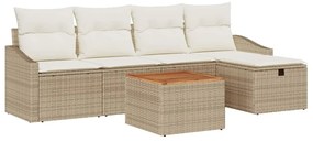 vidaXL Kerti Kanapé Szett párnával tárolóval 6 pcs Bézs Poli rattan