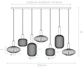 Lucide 45386/07/62 - Csillár zsinóron MALOTO 7xE27/40W/230V