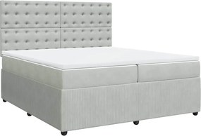 vidaXL világosszürke bársony rugós ágy matraccal 200x200 cm
