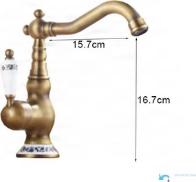 Álló fürdőszobai csaptelep EYN AQ1129 forgatható kifolyóval, kerámiadíszítéssel, többféle színben — 29,5 cm