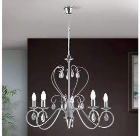 Orion LU 1658/5 - Kristály csillár láncon ALESSIA 5xE14/40W/230V fényezett króm