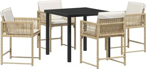 vidaXL Kert étkező szett 5 pcs Bézs polirattan