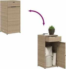 vidaXL bézs polyrattan kerti tárolószekrény 55 x 55 x 111 cm