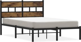vidaXL füstös tölgy színű fém ágykeret matrac nélkül 120 x 190 cm