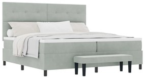Box Spring Ágy Matraccal és Paddal Világosszürkében 200x200 cm Bársony