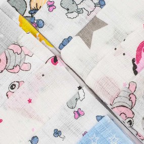 Pamut pelenka nyomtatott mintával NEW BABY 60x80 cm STANDARD 10 db