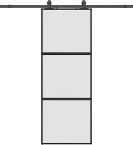 vidaXL fekete edzett üveg tolóajtó fémszerelék szettel 76x205 cm