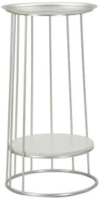 kisasztal ezüst fém vázzal és márvány polc résszel