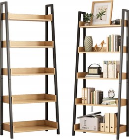 Könyvespolc Létra Iratrendező Tölgy Fekete Loft Nappali Iroda