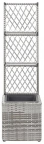 szürke rácsos polyrattan virágtartó 1 kaspóval 30 x 30 x 107 cm