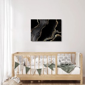 Kép - Fekete és arany márvány (üvegen) (70x50 cm)