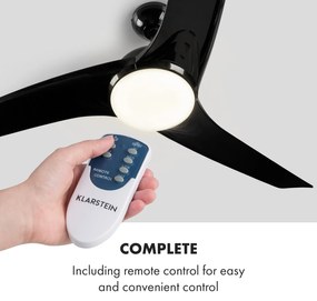 Klarstein Figo, mennyezeti ventilátor, 52" (132 cm) ø, teljesítmény: 55 W, fekete