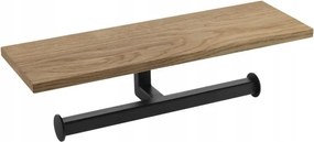 Ska dupla WC-papír tartó polccal 30cm, matt fekete/tölgy