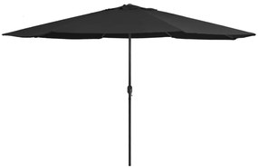 fekete kültéri napernyő fémrúddal 390 cm