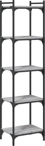 vidaXL 5 szintes szürke sonoma szerelt fa könyvespolc 40 x 30 x 154 cm