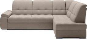 Bézs bársony kinyitható-tárolóhelyes sarokkanapé (jobb oldali-L alakú) Sado – ELTAP