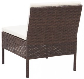 3-részes barna polyrattan kerti ülőgarnitúra párnákkal