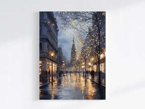 Canvas Vászonkép Éjszakai Utca Eső Fény Romantic City 60x80