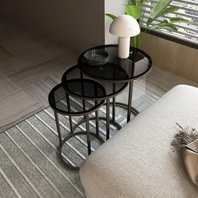 KÉSZLET 3x Kisasztal ALYA átm. 34/42/50 cm fekete