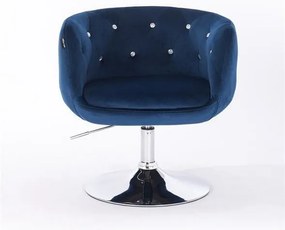 HR333N Tengerkék velur modern szék krómozott lábbal